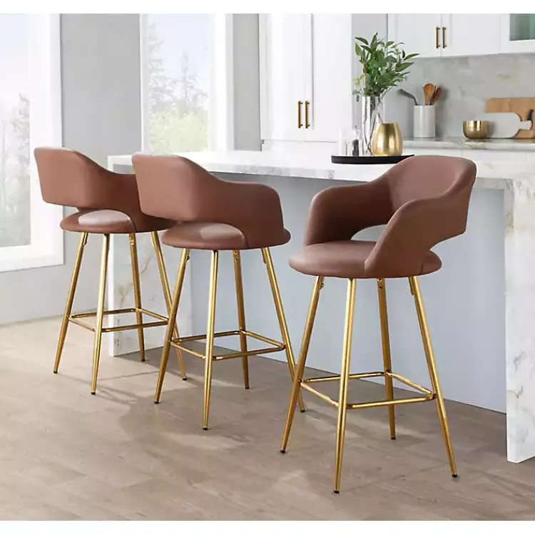 Kirklands Home Faux Leather Marge Counter Stools, Set of 2 Brown Hot