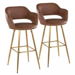 Kirklands Home Faux Leather Marge Bar Stools, Set of 2 Brown Best