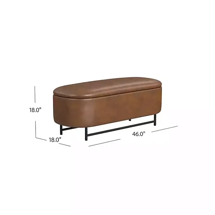 Kirklands Home Faux Leather Metal Storage Bench Brown Discount