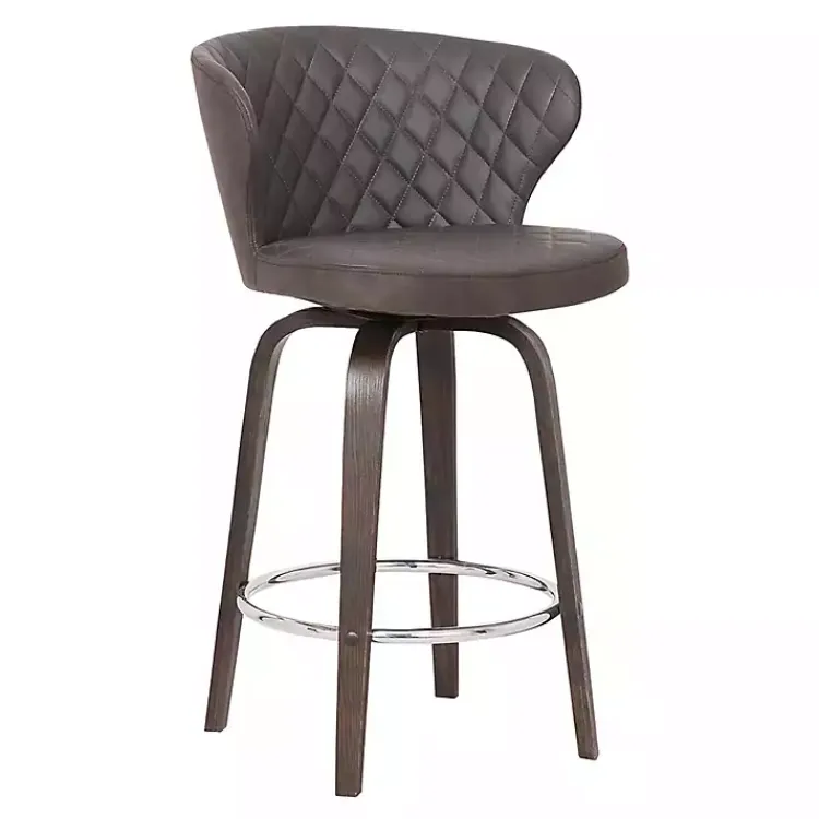 Kirklands Home Faux Leather Mynette Swivel Stool, 40 in. Brown New