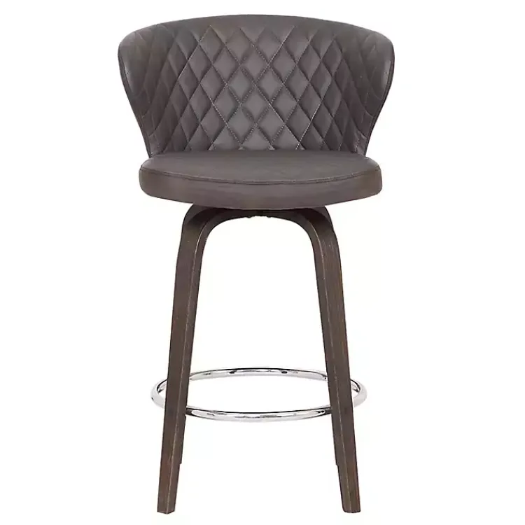 Kirklands Home Faux Leather Mynette Swivel Stool, 40 in. Brown New