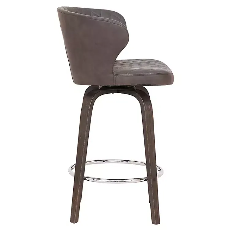 Kirklands Home Faux Leather Mynette Swivel Stool, 40 in. Brown New