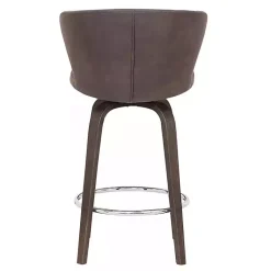 Kirklands Home Faux Leather Mynette Swivel Stool, 40 in. Brown New