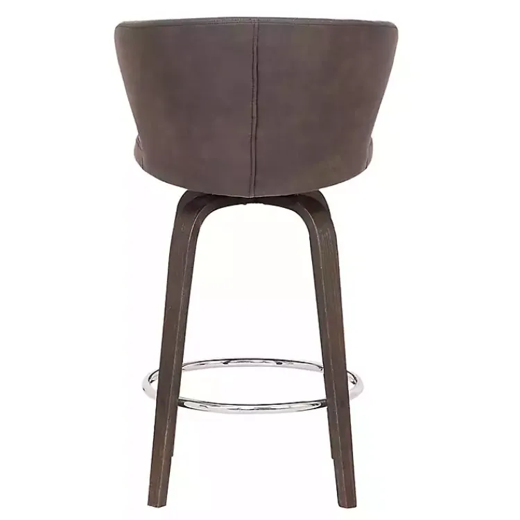 Kirklands Home Faux Leather Mynette Swivel Stool, 40 in. Brown New