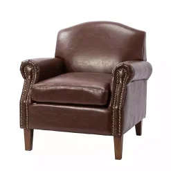 Kirklands Home Faux Leather Nailhead Taylor Armchair Brown Best