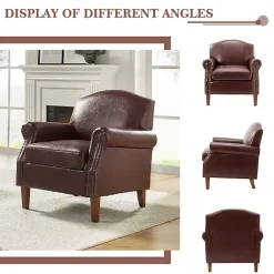 Kirklands Home Faux Leather Nailhead Taylor Armchair Brown Best
