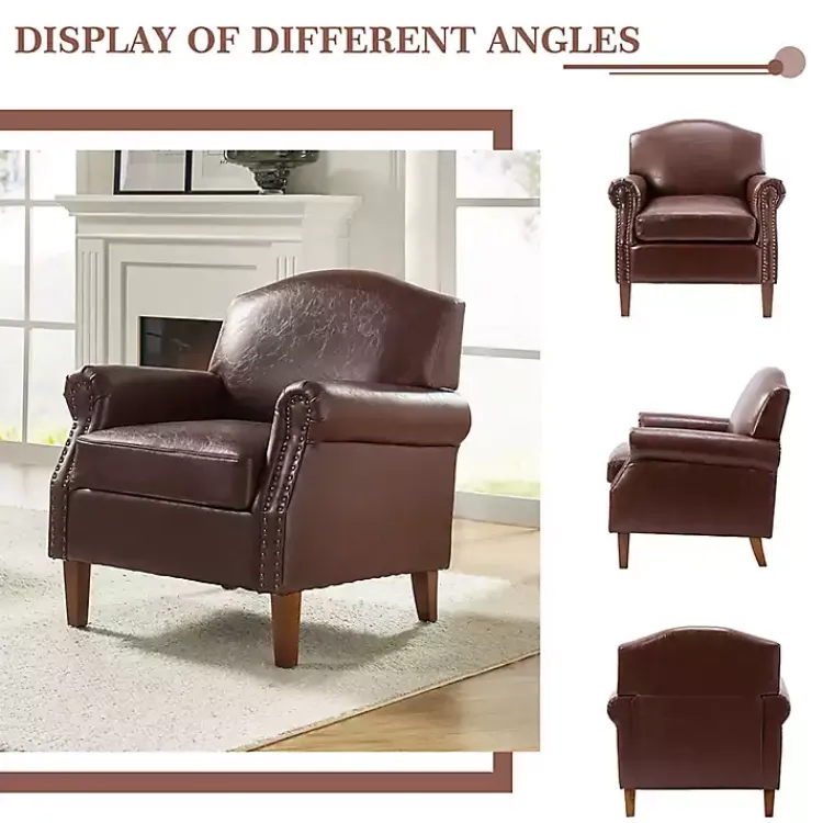 Kirklands Home Faux Leather Nailhead Taylor Armchair Brown Best