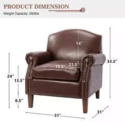 Kirklands Home Faux Leather Nailhead Taylor Armchair Brown Best