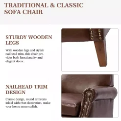Kirklands Home Faux Leather Nailhead Taylor Armchair Brown Best