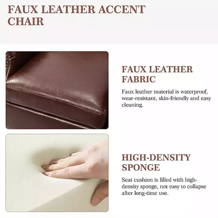 Kirklands Home Faux Leather Nailhead Taylor Armchair Brown Best