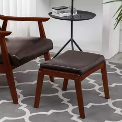 Kirklands Home Faux Leather Natasha Ottoman Stool Brown Hot
