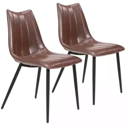 Kirklands Home Faux Leather Noreen Dining Chairs, Set of 2 Brown Outlet