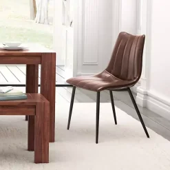 Kirklands Home Faux Leather Noreen Dining Chairs, Set of 2 Brown Outlet