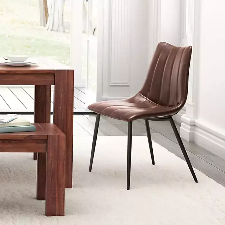 Kirklands Home Faux Leather Noreen Dining Chairs, Set of 2 Brown Outlet