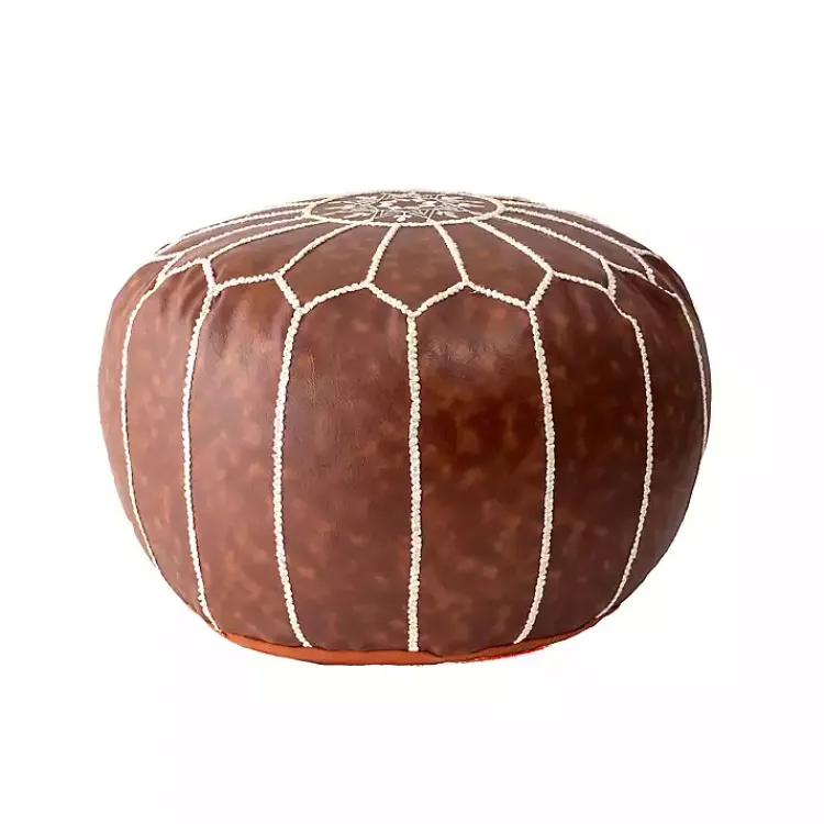 Poufs & Floor Cushions>Kirklands Home Faux Leather Pouf Brown