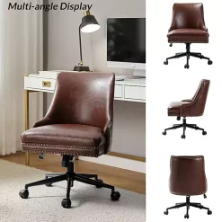 Kirklands Home Faux Leather Rocking Office Chair Brown New