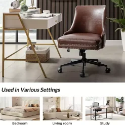 Kirklands Home Faux Leather Rocking Office Chair Brown New