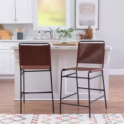 Kirklands Home Faux Leather Sling Counter Stool Brown Outlet