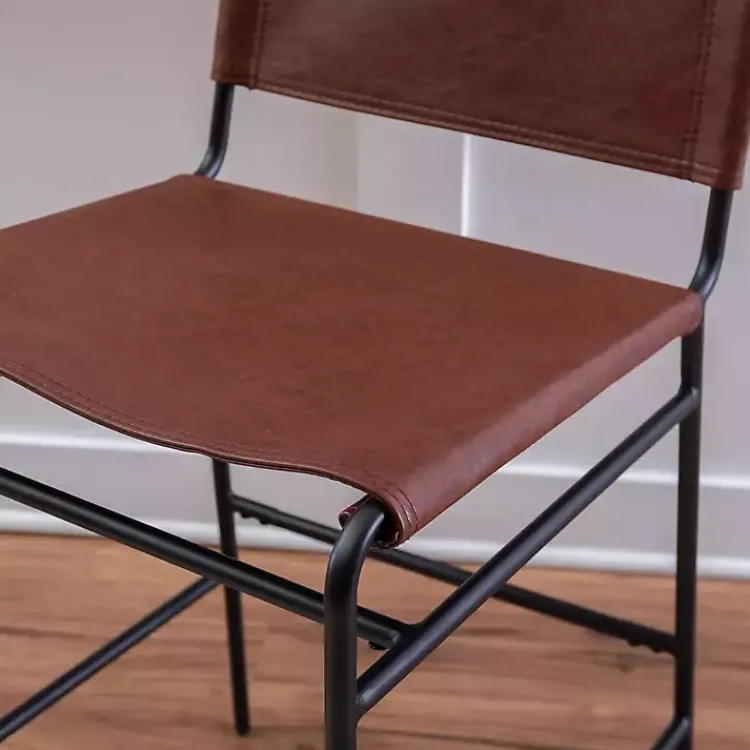 Kirklands Home Faux Leather Sling Counter Stool Brown Outlet