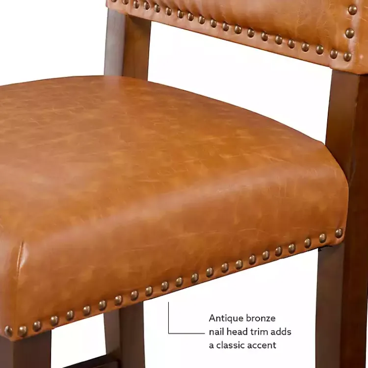 Kirklands Home Brown Faux Leather Square Classic Counter Stool Tan Best