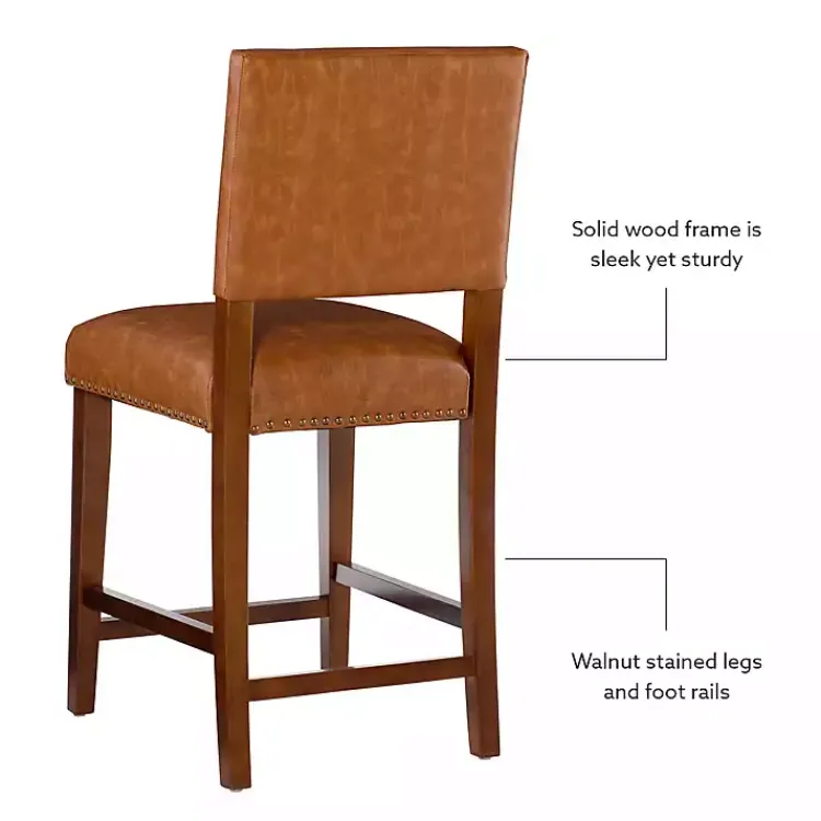 Kirklands Home Brown Faux Leather Square Classic Counter Stool Tan Best