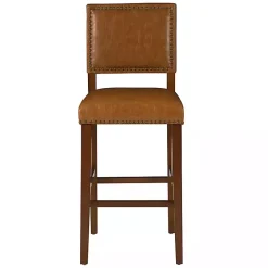 Kirklands Home Brown Faux Leather Square Classic Bar Stool Tan Clearance