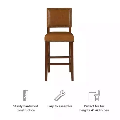 Kirklands Home Brown Faux Leather Square Classic Bar Stool Tan Clearance