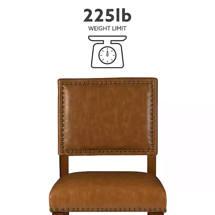 Kirklands Home Brown Faux Leather Square Classic Bar Stool Tan Clearance