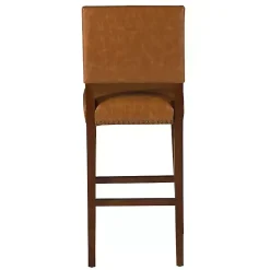 Kirklands Home Brown Faux Leather Square Classic Bar Stool Tan Clearance