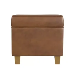 Kirklands Home Faux Leather Square Storage Ottoman Brown Sale