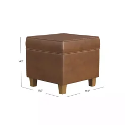Kirklands Home Faux Leather Square Storage Ottoman Brown Sale