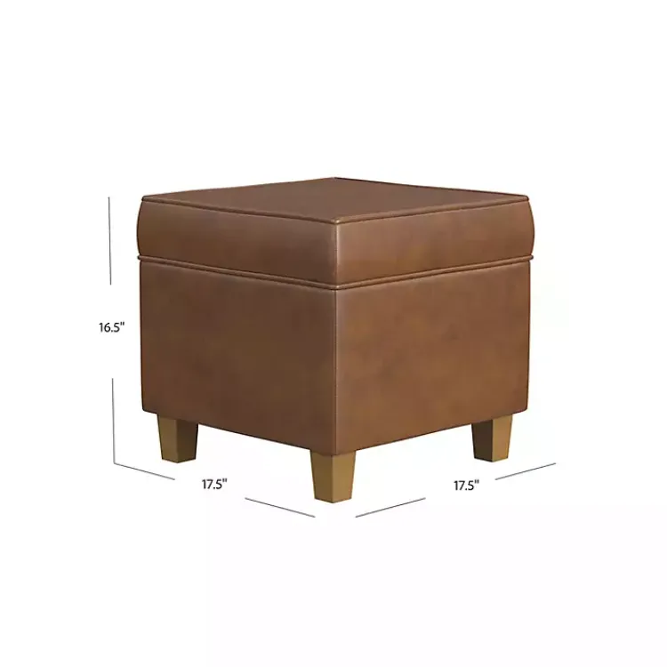 Kirklands Home Faux Leather Square Storage Ottoman Brown Sale
