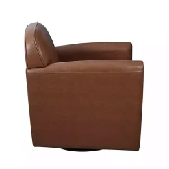 Kirklands Home Faux Leather Swivel Club Chair Brown Sale
