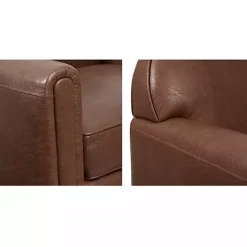 Kirklands Home Faux Leather Swivel Club Chair Brown Sale