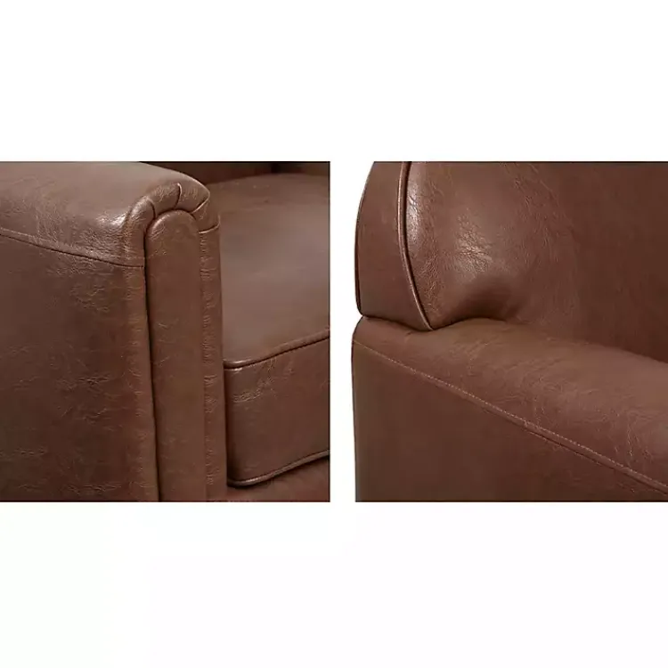 Kirklands Home Faux Leather Swivel Club Chair Brown Sale