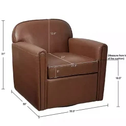 Kirklands Home Faux Leather Swivel Club Chair Brown Sale