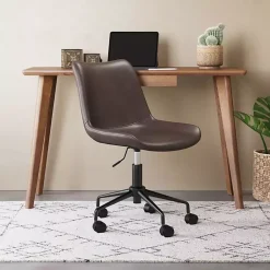 Kirklands Home Faux Leather Swivel Office Chair Brown Clearance