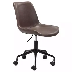 Kirklands Home Faux Leather Swivel Office Chair Brown Clearance