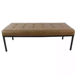 Kirklands Home Faux Leather Tufted Button Bench Brown Best