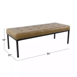 Kirklands Home Faux Leather Tufted Button Bench Brown Best