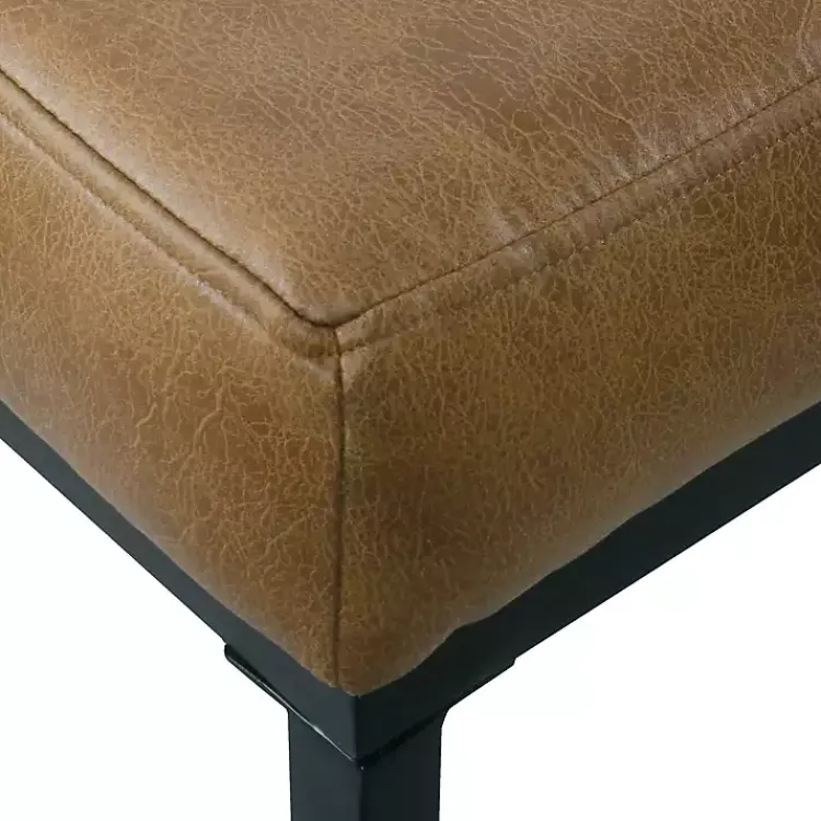 Kirklands Home Faux Leather Tufted Button Bench Brown Best