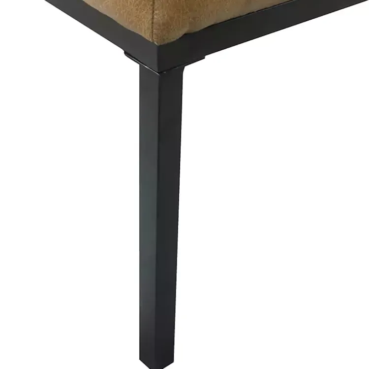 Kirklands Home Faux Leather Tufted Button Bench Brown Best