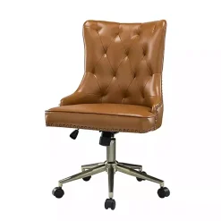 Kirklands Home Faux Leather Tufted Back Office Chair Brown Sale