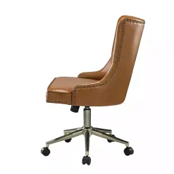 Kirklands Home Faux Leather Tufted Back Office Chair Brown Sale