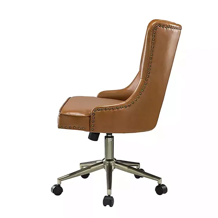 Kirklands Home Faux Leather Tufted Back Office Chair Brown Sale