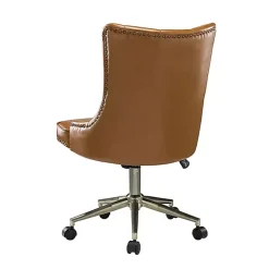 Kirklands Home Faux Leather Tufted Back Office Chair Brown Sale