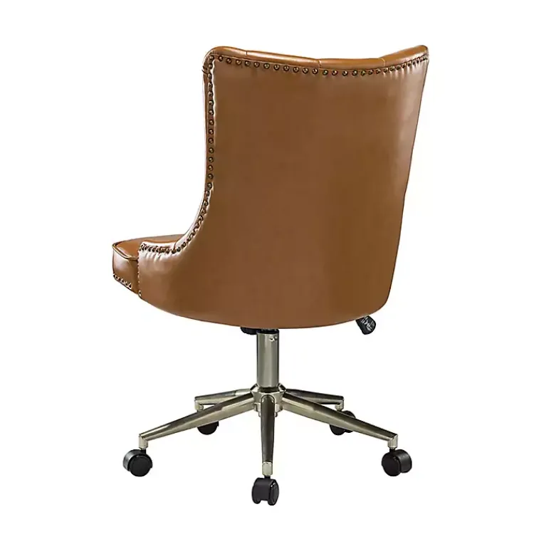 Kirklands Home Faux Leather Tufted Back Office Chair Brown Sale