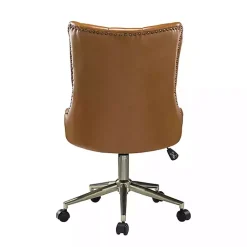 Kirklands Home Faux Leather Tufted Back Office Chair Brown Sale