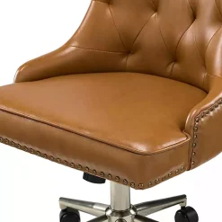 Kirklands Home Faux Leather Tufted Back Office Chair Brown Sale