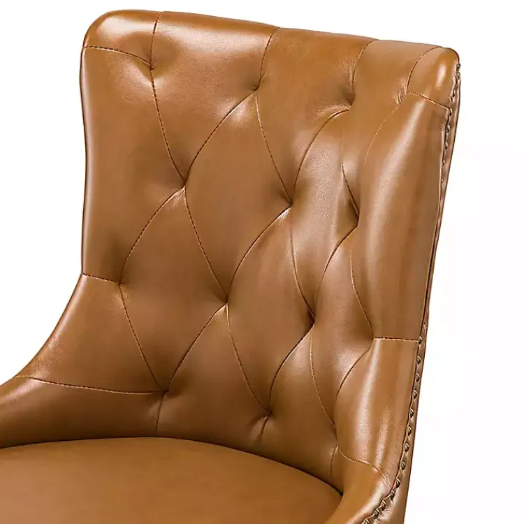 Kirklands Home Faux Leather Tufted Back Office Chair Brown Sale